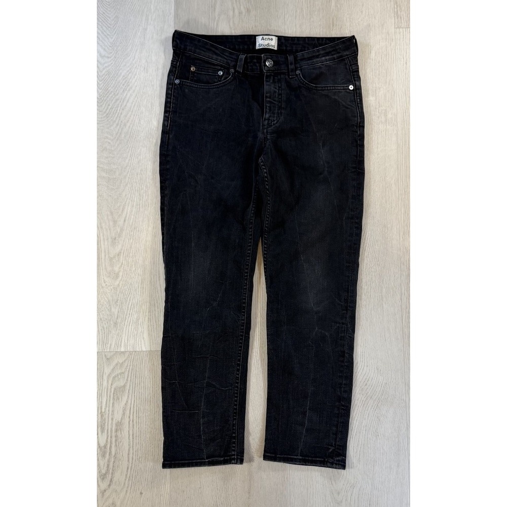 Acne Studios Lit Blk Crease Jeans Size 27/24 (cut Off)